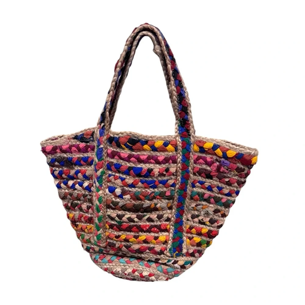 Sari and Jute Tote Bag Colorful & Large